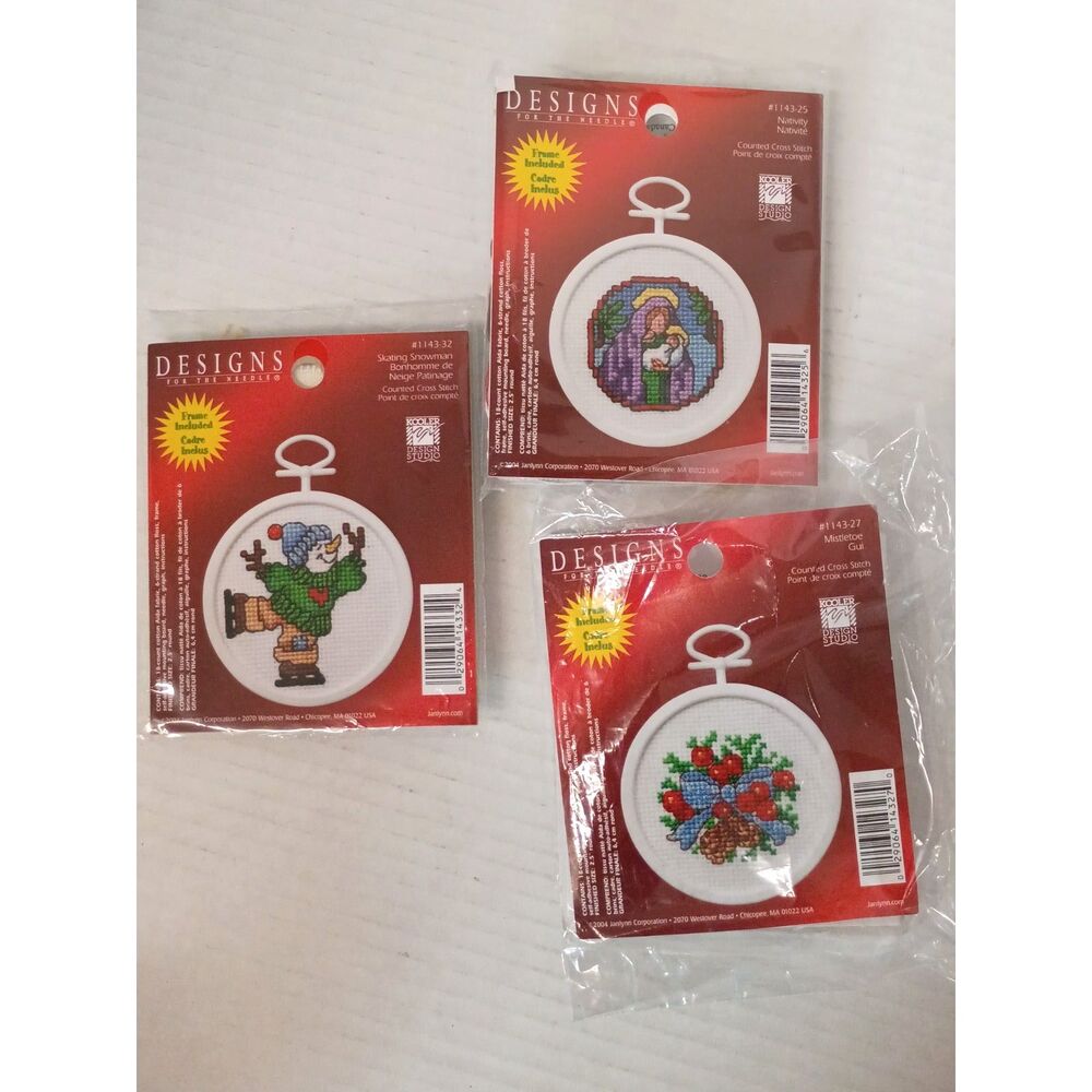 Cross Stitch Ornament Kit3 Christmas Cottagecore Holiday Retro